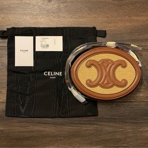 ❌SOLD❌ Celine Oval Bag Cuir Triomphe in Textile and Tan Calfskin